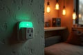 Green Light Smart Plug in Room Setting, generative ai