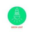 Green light thin line led bulb logo Royalty Free Stock Photo