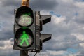 Green light at traffic lights for pedestrians. Royalty Free Stock Photo