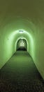 Green Light Underground Arched Tunnel