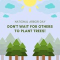 Green and Light Violet Illustrated Arbor Day Greetings and Quote Instagram Post Royalty Free Stock Photo