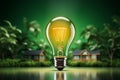 Green Lightbulb Eco friendly lightbulb promotes energy efficiency, renewable, and sustainability