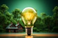 Green Lightbulb Eco friendly lightbulb promotes energy efficiency, renewable, and sustainability