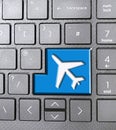 blue aeroplane jet symbol keyboard key icon button language sign icon arrows greener clean Royalty Free Stock Photo