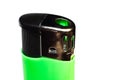 Green lighter close up on white background, macro Royalty Free Stock Photo