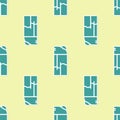 Green Lighter icon isolated seamless pattern on yellow background. Vector Royalty Free Stock Photo