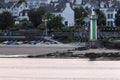 Green Lighthouse in Benodet Royalty Free Stock Photo