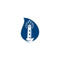 Green lighthouse drop shape concept logo template