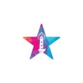 Green lighthouse star shape concept logo template Royalty Free Stock Photo