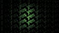 Green lights form luminous text YES flowing on black background, positive decision concept. Animation. Electric style