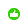 Green like button. Internet network concept. Vector illustration.