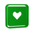 Green Like heart icon isolated on transparent background. Counter Notification Icon. Follower Insta.