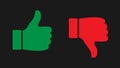 Green like red dislike thumb icon