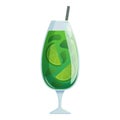 Green lime cocktail icon cartoon vector. Summer party restaurant