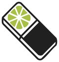 Green lime fruit slice icon on rectangular packaging illustration Royalty Free Stock Photo