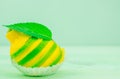 Green lime mint lemon on mint colour background