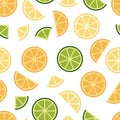 Green lime, orange, lemon seamless pattern background. Flat poster on colorful backdrop Royalty Free Stock Photo
