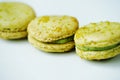Green lime and pistachio macaron cookies Royalty Free Stock Photo