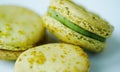 Green lime and pistachio macaron cookies Royalty Free Stock Photo