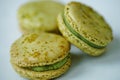 Green lime and pistachio macaron cookies Royalty Free Stock Photo