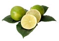 Green limes on leaves Royalty Free Stock Photo