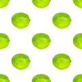 Green limes repeat seamless pattern on white background. Royalty Free Stock Photo