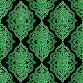 Green line art ornamental eyes seamless pattern, Islamic amulet, symbol of protection from devil eye. Floral magic arabesque