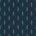 Green line Audio jack icon isolated seamless pattern on blue background. Audio cable for connection sound equipment Royalty Free Stock Photo