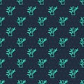 Green line Bare tree icon isolated seamless pattern on blue background. Vector