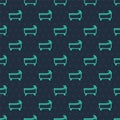 Green line Bathtub icon isolated seamless pattern on blue background. Vector