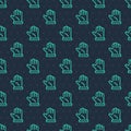 Green line Beekeeper glove icon isolated seamless pattern on blue background. Vector