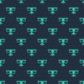 Green line Bongo drum icon isolated seamless pattern on blue background. Musical instrument symbol. Vector