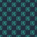 Green line Book about ecology icon isolated seamless pattern on blue background. Biology book. Vector Royalty Free Stock Photo