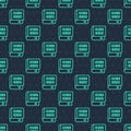 Green line Books about programming icon isolated seamless pattern on blue background. Programming language concept. PHP Royalty Free Stock Photo