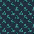 Green line Buyer icon isolated seamless pattern on blue background. Vector