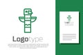 Green line Canadian totem pole icon isolated on white background. Logo design template element. Vector