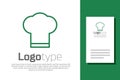 Green line Chef hat icon isolated on white background. Cooking symbol. Cooks hat. Logo design template element. Vector