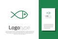 Green line Christian fish symbol icon isolated on white background. Jesus fish symbol. Logo design template element Royalty Free Stock Photo