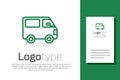 Green line Delivery cargo truck vehicle icon isolated on white background. Logo design template element. Vector Royalty Free Stock Photo