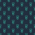 Green line Ethnoscience icon isolated seamless pattern on blue background. Gardening, ethnoscience and organic concept