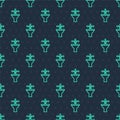 Green line Fountain icon isolated seamless pattern on blue background. Vector