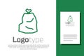 Green line Garbage bag icon isolated on white background. Logo design template element. Vector Illustration