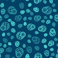 Green line Globe and people icon isolated seamless pattern on blue background. Global business symbol. Social network Royalty Free Stock Photo