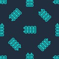 Green line Heating radiator icon isolated seamless pattern on blue background. Vector Royalty Free Stock Photo