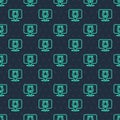 Green line Horseshoe icon isolated seamless pattern on blue background. Vector