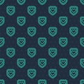 Green line Immune system icon isolated seamless pattern on blue background. Medical shield. Vector Royalty Free Stock Photo