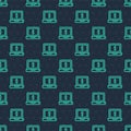 Green line Laptop with dollar icon isolated seamless pattern on blue background. Sending money around the world, money Royalty Free Stock Photo