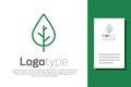 Green line Leaf icon isolated on white background. Fresh natural product symbol. Logo design template element. Vector Royalty Free Stock Photo