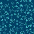 Green line Motocross motorcycle helmet icon isolated seamless pattern on blue background. Vector Illustration Royalty Free Stock Photo