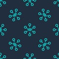 Green line Network icon isolated seamless pattern on blue background. Global network connection. Global technology or Royalty Free Stock Photo